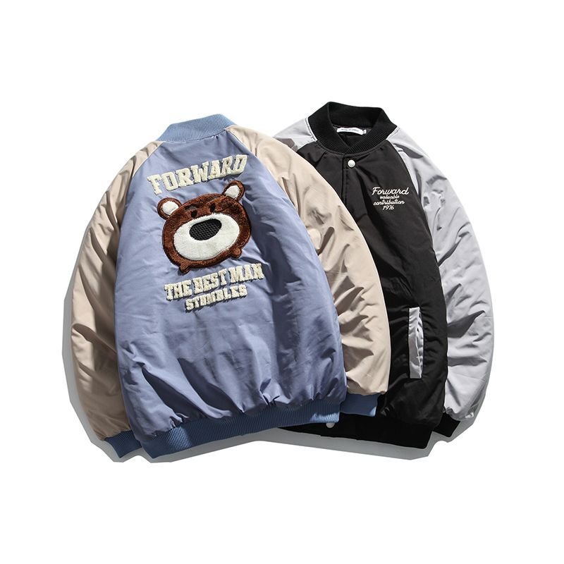 画像11: Cubs baseball  Loose baseball uniform couple cotton jacket ユニセックス 男女兼用カブス野球ユニフォーム刺繍 ジップアップスタジアムジャンパー ジャケット ブルゾン (11)