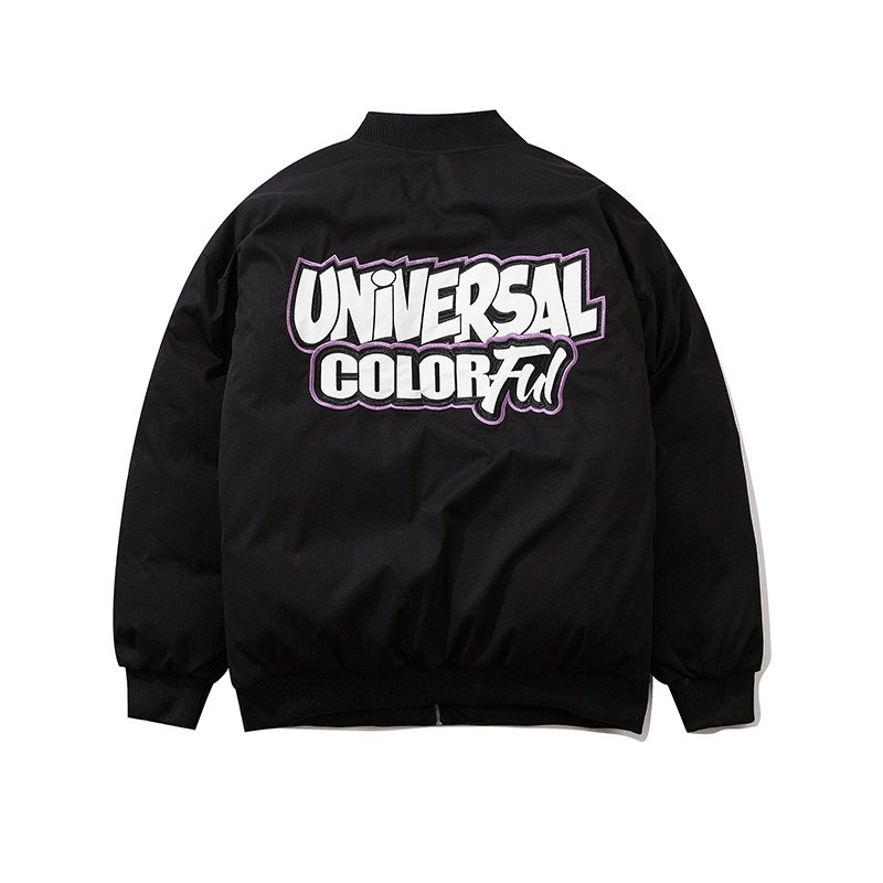 画像3: Letter flocking embroidery　ユニセックス 男女兼用 レターロゴジップアップスタジアムジャンパー ジャケット ブルゾン (3)