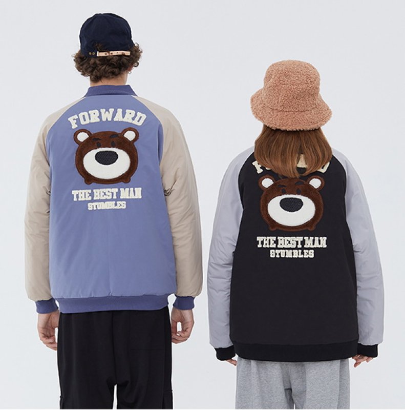 画像6: Cubs baseball  Loose baseball uniform couple cotton jacket ユニセックス 男女兼用カブス野球ユニフォーム刺繍 ジップアップスタジアムジャンパー ジャケット ブルゾン (6)