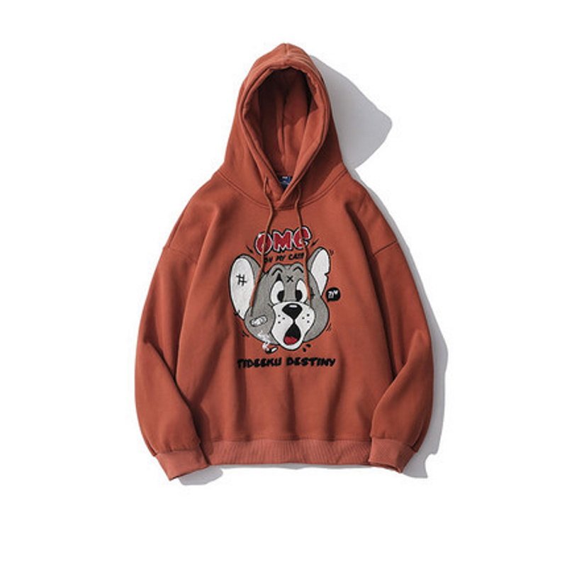 画像3: Unisex Hip hop embroidery Tom and jerry hooded sweater トム＆ジェリー トムとジェリープリントスウェッフーディパーカー男女兼用　ユニセックス (3)