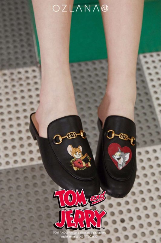 画像2: Tom and Jerry Real Leather  Horsebit loafers slipper OZLANA トム＆ジェリー トムとジェリー リアルレザー ホースビット モカシン レザー スリッパ ローファー (2)