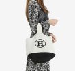 画像5: Knit H logo tote eco bag ニット 編み Hロゴ ワンハンドル エコバック トートバック (5)