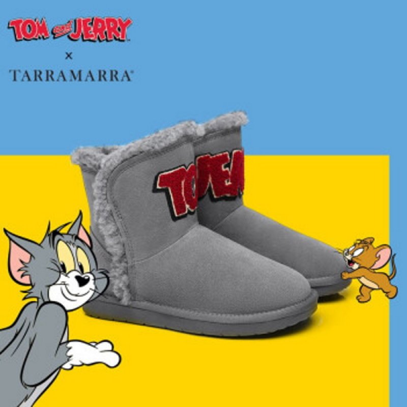 画像1: Tom and Jerry Big Logo Real Sheepskinfur Ugg Boots Tarramarra – By Ever Australia トム＆ジェリー トムとジェリー ロゴ入り リアルレザーシープスキン ファーブーツ アグ (1)