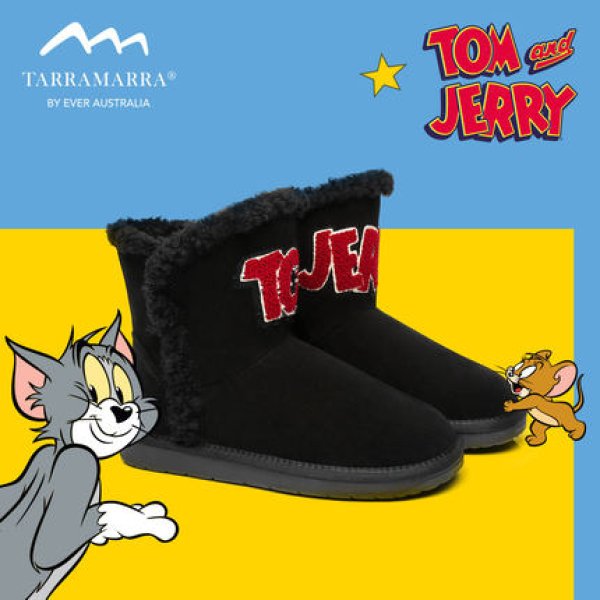 Tom and Jerry Big Logo Real Sheepskinfur Ugg Boots Tarramarra – By ...