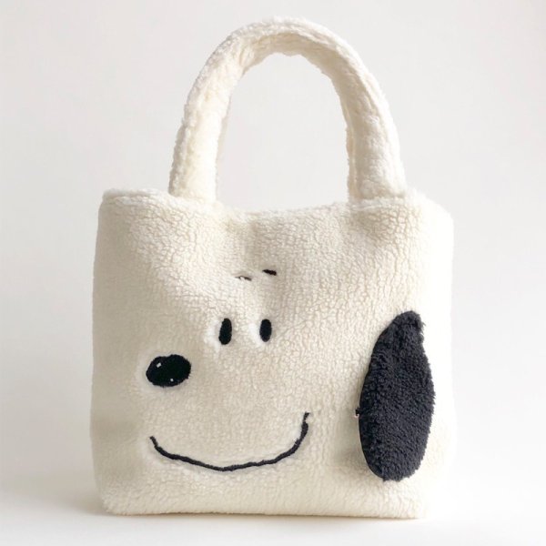 画像1: Snoopy cute cartoon Lamb cashmere handbag tote bag　スヌーピーもこもこラムヘアートートバック  (1)