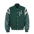 画像1:  Embroidered stitch leather sleeve baseball  Loose uniform couple  jacket ユニセックス 男女兼用レザースリーブ野球ユニフォームスタジアムジャンパー ジャケット ブルゾンスタジャン (1)