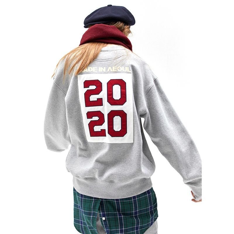 画像5: unisex Back 2020 patch  round neck plus velvet sweatshirt 男女兼用 ユニセックスバック2020パッチレターロゴトレーナー (5)