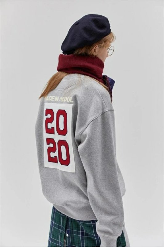 画像2: unisex Back 2020 patch  round neck plus velvet sweatshirt 男女兼用 ユニセックスバック2020パッチレターロゴトレーナー (2)