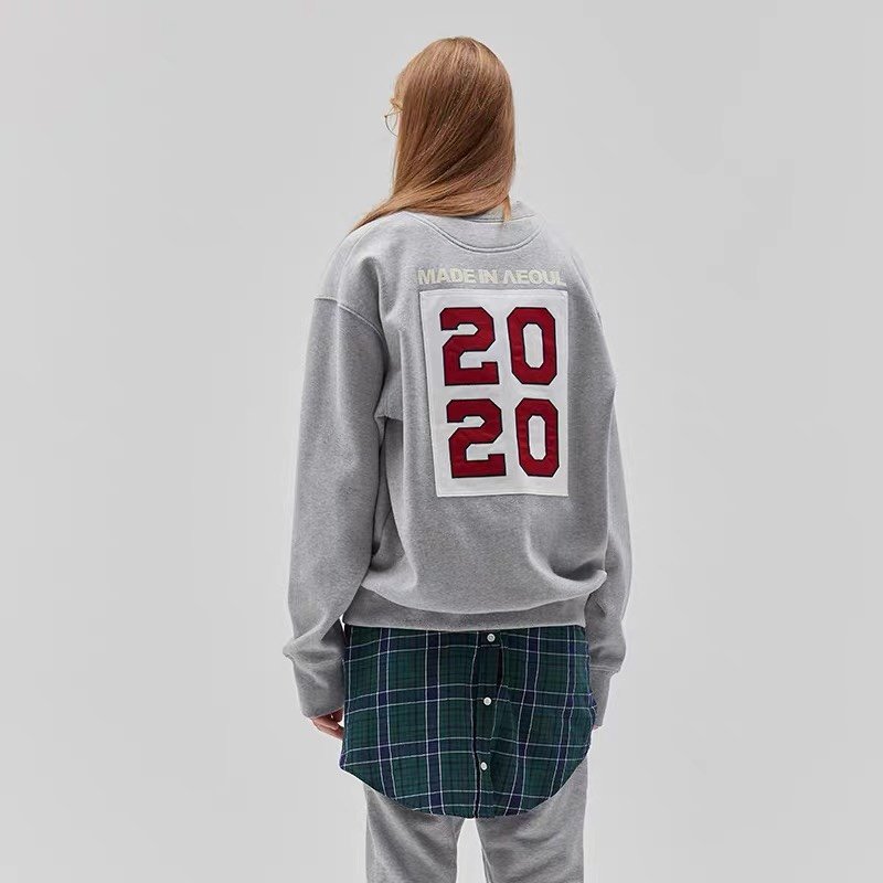 画像6: unisex Back 2020 patch  round neck plus velvet sweatshirt 男女兼用 ユニセックスバック2020パッチレターロゴトレーナー (6)