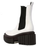画像11:  women's platform leather Martin boots 　サイドゴアレザー本革チャンキーソール厚底　マーティンブーツ  (11)