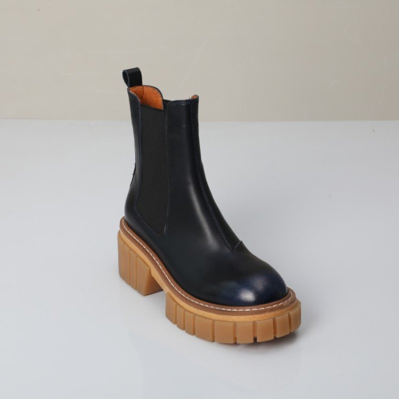 画像15:  women's platform leather Martin boots  サイドゴアレザー本革チャンキーソール厚底 マーティンブーツ  (15)