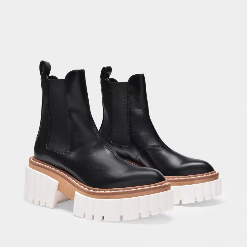 画像17:  women's platform leather Martin boots  サイドゴアレザー本革チャンキーソール厚底 マーティンブーツ  (17)