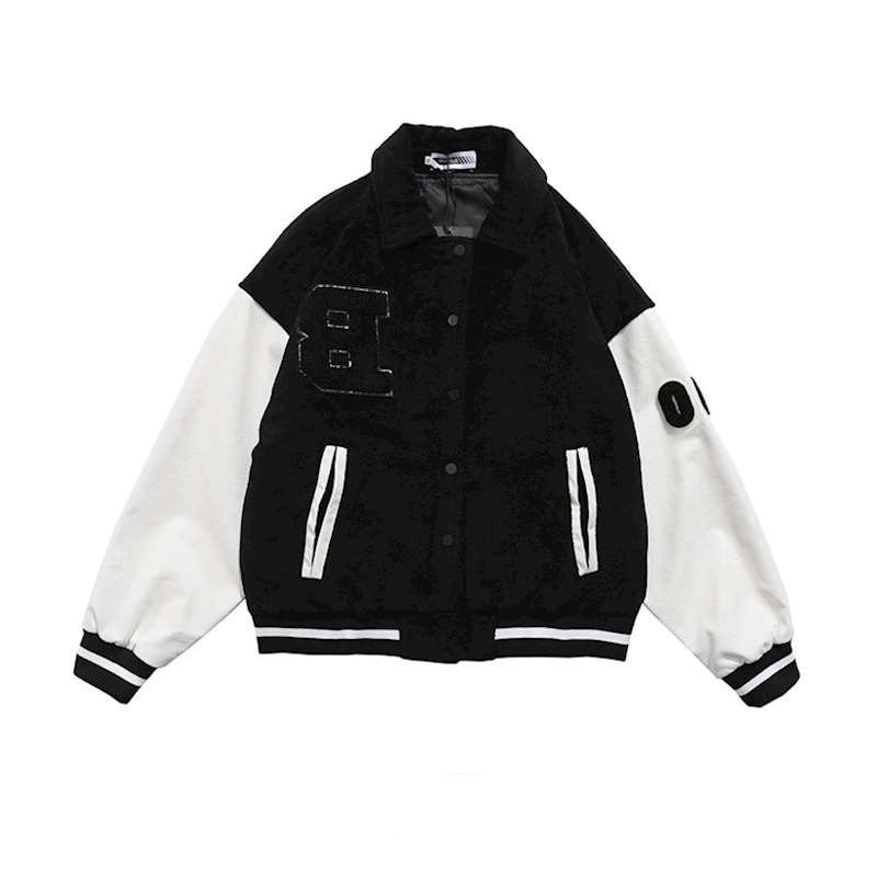 画像3: Retro personality stitch cartoon polar bear embroidery baseball  Loose uniform couple  jacket ユニセックス 男女兼用シロクマ刺繍野球ユニフォームスタジアムジャンパー ジャケット ブルゾンスタジャン (3)