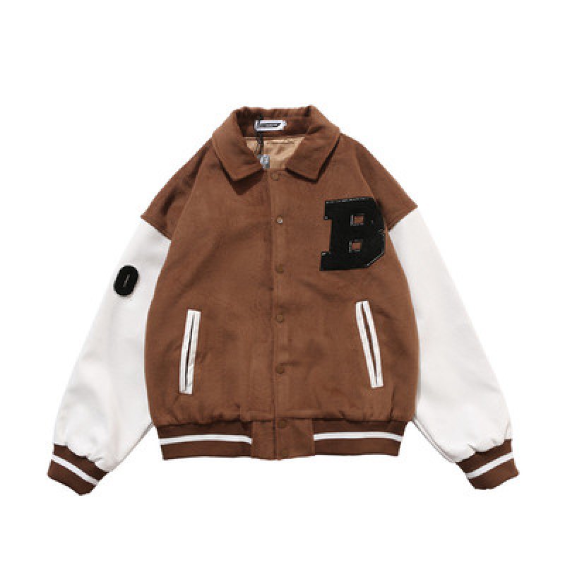 画像4: Retro personality stitch cartoon polar bear embroidery baseball  Loose uniform couple  jacket ユニセックス 男女兼用シロクマ刺繍野球ユニフォームスタジアムジャンパー ジャケット ブルゾンスタジャン (4)