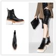 画像7:  women's platform leather Martin boots 　サイドゴアレザー本革チャンキーソール厚底　マーティンブーツ  (7)
