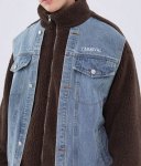 画像6: Two pieces of denim stitching polar fleece jacket 　ユニセックス 男女兼用デニム＆フリースオーバーサイズジャケット ジャンパー  ブルゾンスタジャン (6)