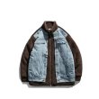 画像2: Two pieces of denim stitching polar fleece jacket 　ユニセックス 男女兼用デニム＆フリースオーバーサイズジャケット ジャンパー  ブルゾンスタジャン (2)