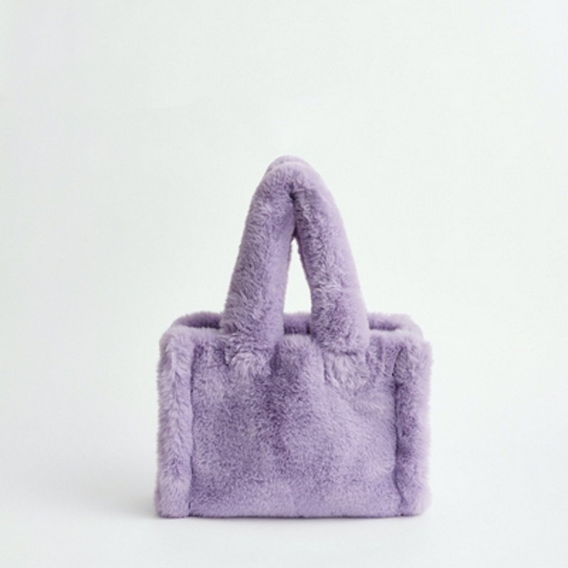 画像6: plush fashion all-match Multicolor small tote bag handbag bag   モコモコファートートハンドバック (6)
