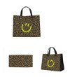 画像4: Leopard smiley hand carry Large capacity bag totes houlder bag handbag  ユニセックス レオパード＆スマイルトートショルダーハンドバック (4)