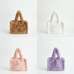 画像14: plush fashion all-match Multicolor small tote bag handbag bag   モコモコファートートハンドバック (14)