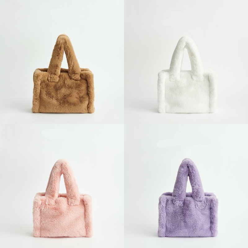画像14: plush fashion all-match Multicolor small tote bag handbag bag   モコモコファートートハンドバック (14)