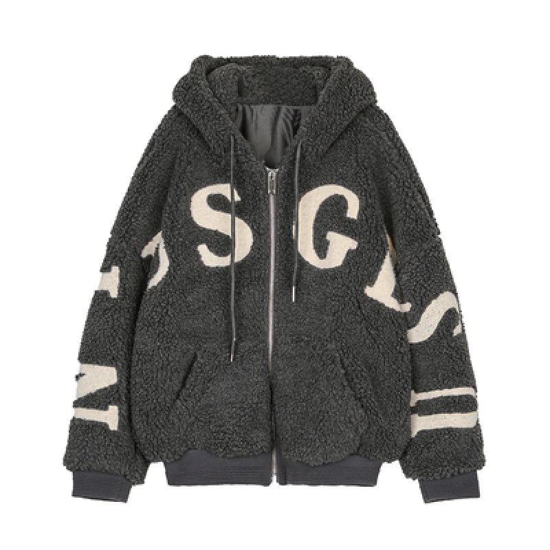 画像2: lamb plush Numbering blouson jacket coat　ラムファーナンバリングブルゾン ジャケット コート (2)