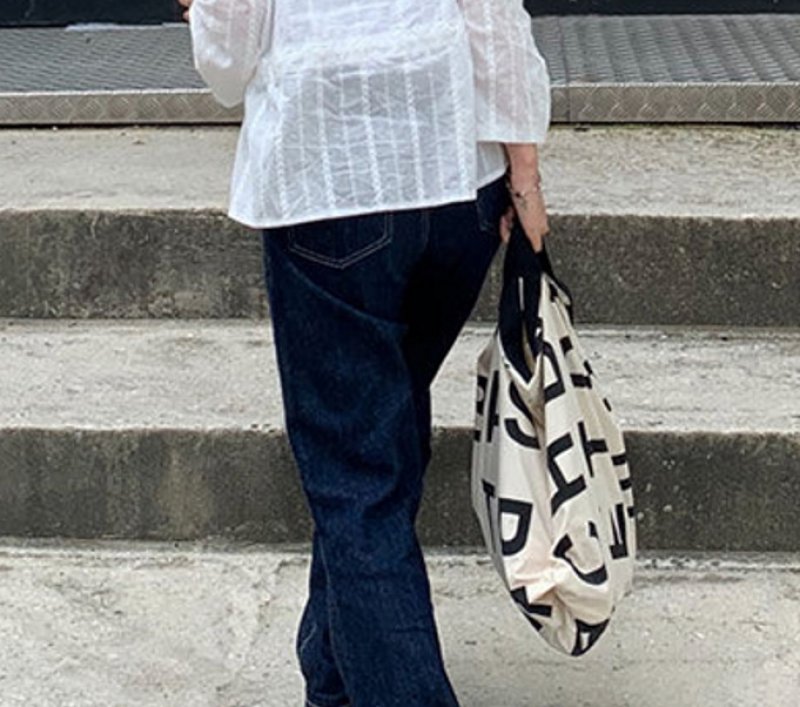 画像5: letters portable canvas bag big bag hand carry toteLarge capacity bag ユニセックスカラーマッチングレターポータブルキャンバストートエコハンドバック (5)