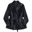 画像1: Women's leather Mid-length jacket  coat　レザーミドル丈シンプルコートジャケット  (1)