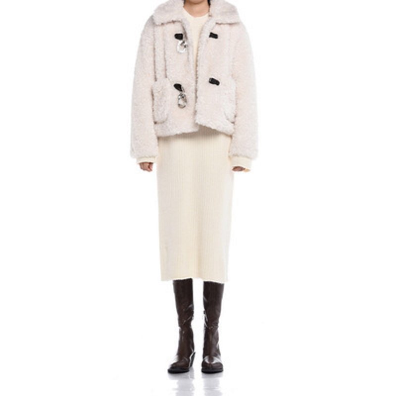 画像9:  Women's rabbit fur padded jacket  coat　エコラビットファーダッフルショート丈ジャケット コート (9)