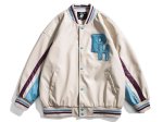 画像6: American street color-blocking motorcycle PU leather jacket baseball  Loose uniform couple  jacket ユニセックス 男女兼用レザーユニフォームスタジアムジャンパー ジャケット ブルゾンスタジャン (6)