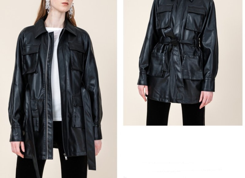 画像5: Women's leather Mid-length jacket  coat　レザーミドル丈シンプルコートジャケット  (5)