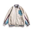 画像2: American street color-blocking motorcycle PU leather jacket baseball  Loose uniform couple  jacket ユニセックス 男女兼用レザーユニフォームスタジアムジャンパー ジャケット ブルゾンスタジャン (2)