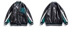 画像3: American street color-blocking motorcycle PU leather jacket baseball  Loose uniform couple  jacket ユニセックス 男女兼用レザーユニフォームスタジアムジャンパー ジャケット ブルゾンスタジャン (3)