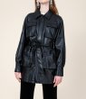 画像2: Women's leather Mid-length jacket  coat　レザーミドル丈シンプルコートジャケット  (2)