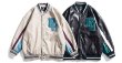 画像5: American street color-blocking motorcycle PU leather jacket baseball  Loose uniform couple  jacket ユニセックス 男女兼用レザーユニフォームスタジアムジャンパー ジャケット ブルゾンスタジャン (5)