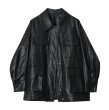 画像3: Women's leather Mid-length jacket  coat　レザーミドル丈シンプルコートジャケット  (3)