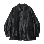画像3: Women's leather Mid-length jacket  coat　レザーミドル丈シンプルコートジャケット  (3)
