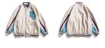 画像4: American street color-blocking motorcycle PU leather jacket baseball  Loose uniform couple  jacket ユニセックス 男女兼用レザーユニフォームスタジアムジャンパー ジャケット ブルゾンスタジャン (4)