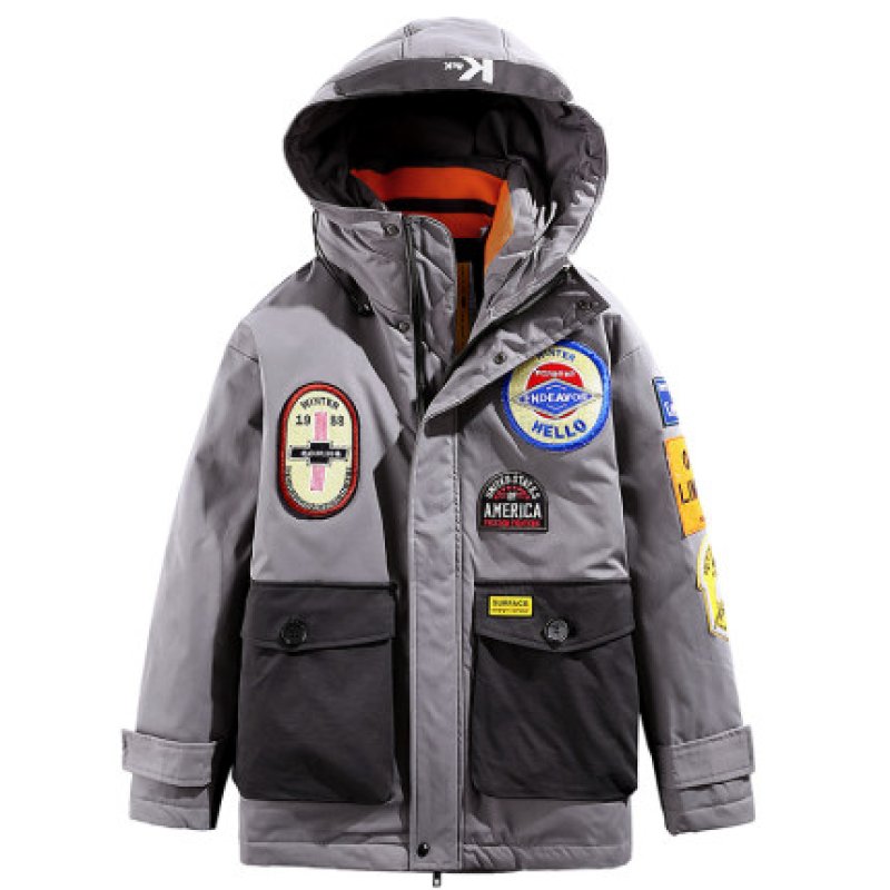 画像6: embroideryNASA logo thick windproof warm creative badge hooded jacket tooling down jacket jacket  ユニセックス 男女兼用 NASA刺繍ダウンコートジャケット ブルゾンスタジャン (6)