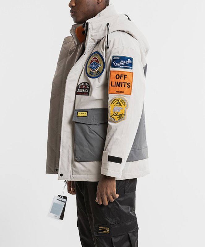 画像9: embroideryNASA logo thick windproof warm creative badge hooded jacket tooling down jacket jacket  ユニセックス 男女兼用 NASA刺繍ダウンコートジャケット ブルゾンスタジャン (9)