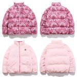 画像3: men and women Bear print reversible high street loose padded jacket down jacket  ユニセックス 男女兼用 ベアー熊プリントリバーシブルダウンコートジャケット ブルゾンスタジャン (3)