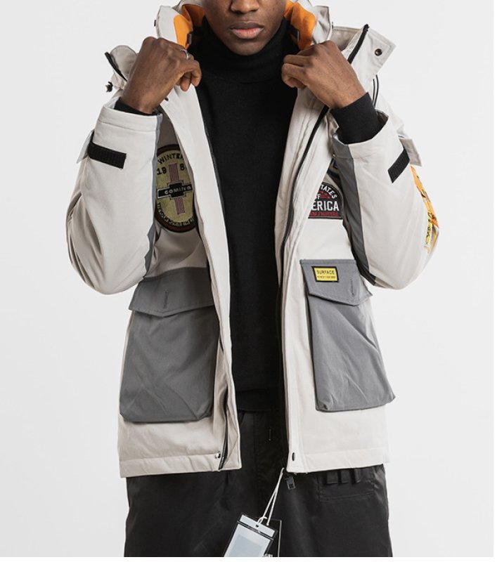 画像5: embroideryNASA logo thick windproof warm creative badge hooded jacket tooling down jacket jacket  ユニセックス 男女兼用 NASA刺繍ダウンコートジャケット ブルゾンスタジャン (5)