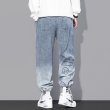 画像4: Men's men and women hip-hop straight wide-leg pants graffiti cartoon trend gradient loose-fitting harem pants ユニセックスパンツ男女兼用レター＆コミックプリントデニムパンツ (4)