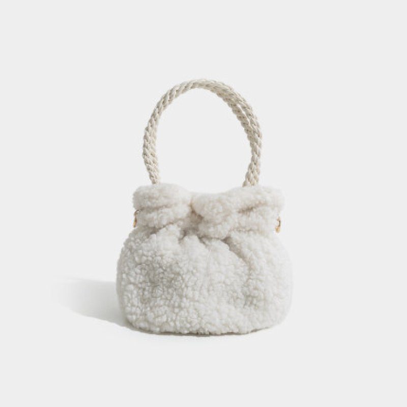 画像3: plush design mini bucket tote shoulder bag    もこもこファーミニバケット巾着バッグトートショルダー2WAY ハンドバック (3)