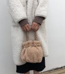 画像4: plush design mini bucket tote shoulder bag    もこもこファーミニバケット巾着バッグトートショルダー２WAY ハンドバック (4)