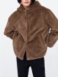 画像6: Women's brown fur-effect fleece hooded jacket coat 　エコファーフーディーモコモコジャケット (6)