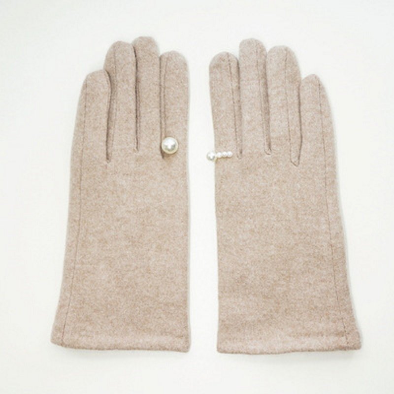 画像3: Women's  pearl ring wool warmth points touch screen ins thin cotton gloves パールリング付きウール手袋 グローブ スマホ対応 (3)