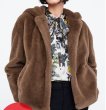 画像4: Women's brown fur-effect fleece hooded jacket coat 　エコファーフーディーモコモコジャケット (4)
