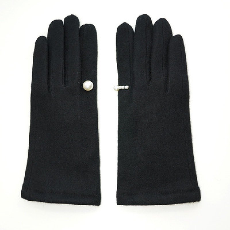 画像2: Women's  pearl ring wool warmth points touch screen ins thin cotton gloves パールリング付きウール手袋 グローブ スマホ対応 (2)