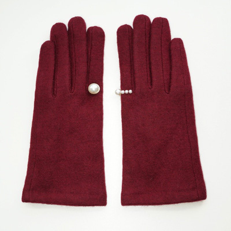 画像4: Women's  pearl ring wool warmth points touch screen ins thin cotton gloves パールリング付きウール手袋 グローブ スマホ対応 (4)